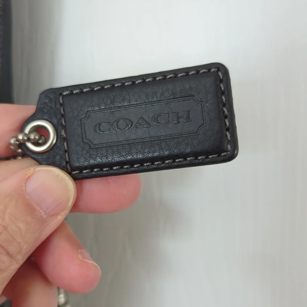 Coach F70558 Black Heritage Web Foldover Leather Messenger Bag